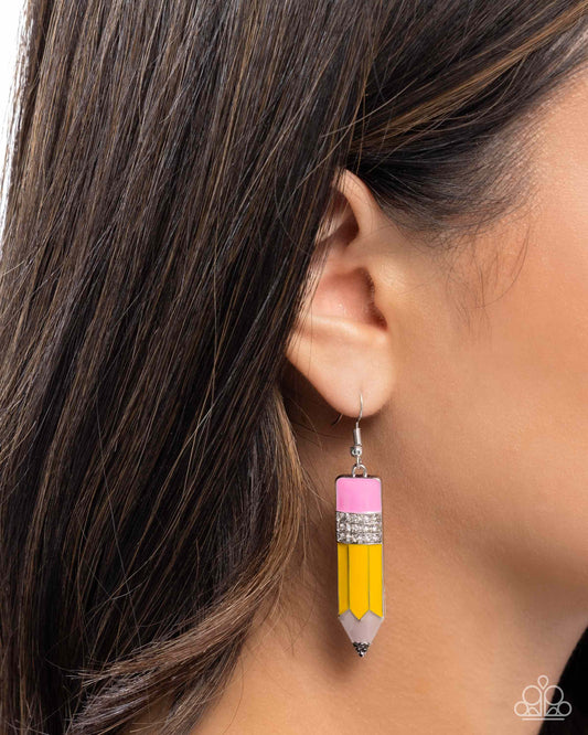 Iconic Institution - yellow - Paparazzi earrings