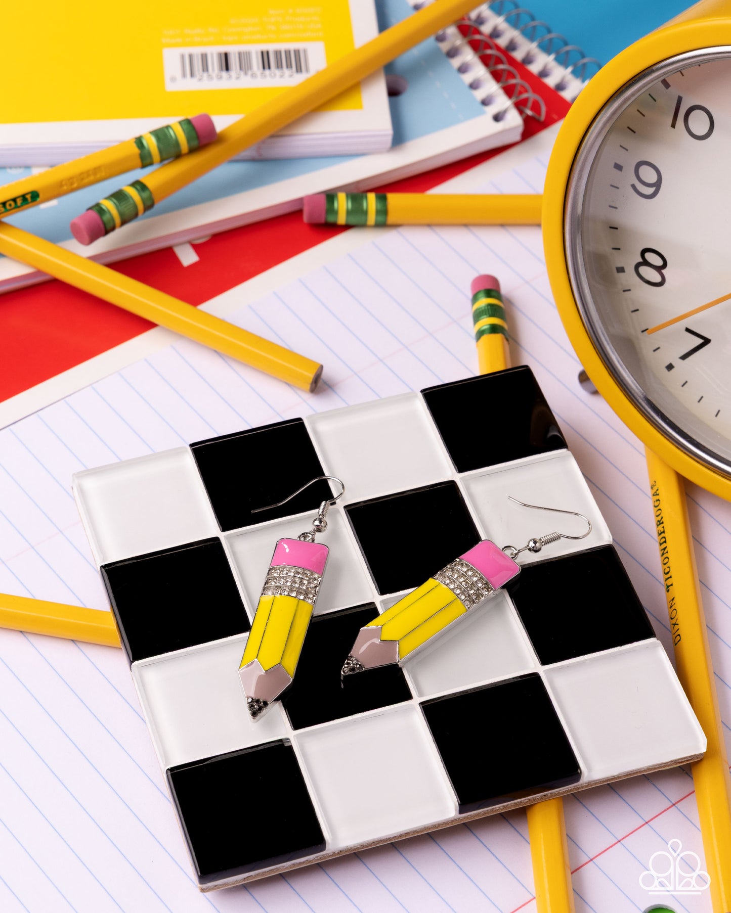 Iconic Institution - yellow - Paparazzi earrings