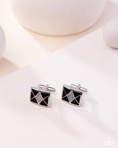 Iconic Invitation - black - Paparazzi MENS cufflinks