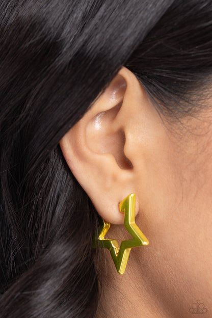 In A Galaxy STAR, STAR Away - yellow - Paparazzi earrings