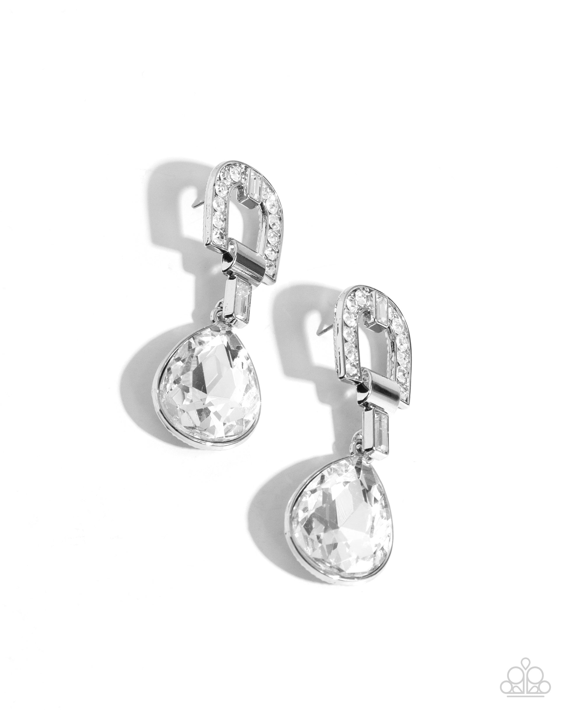 In ARCHING Order - white - Paparazzi earrings