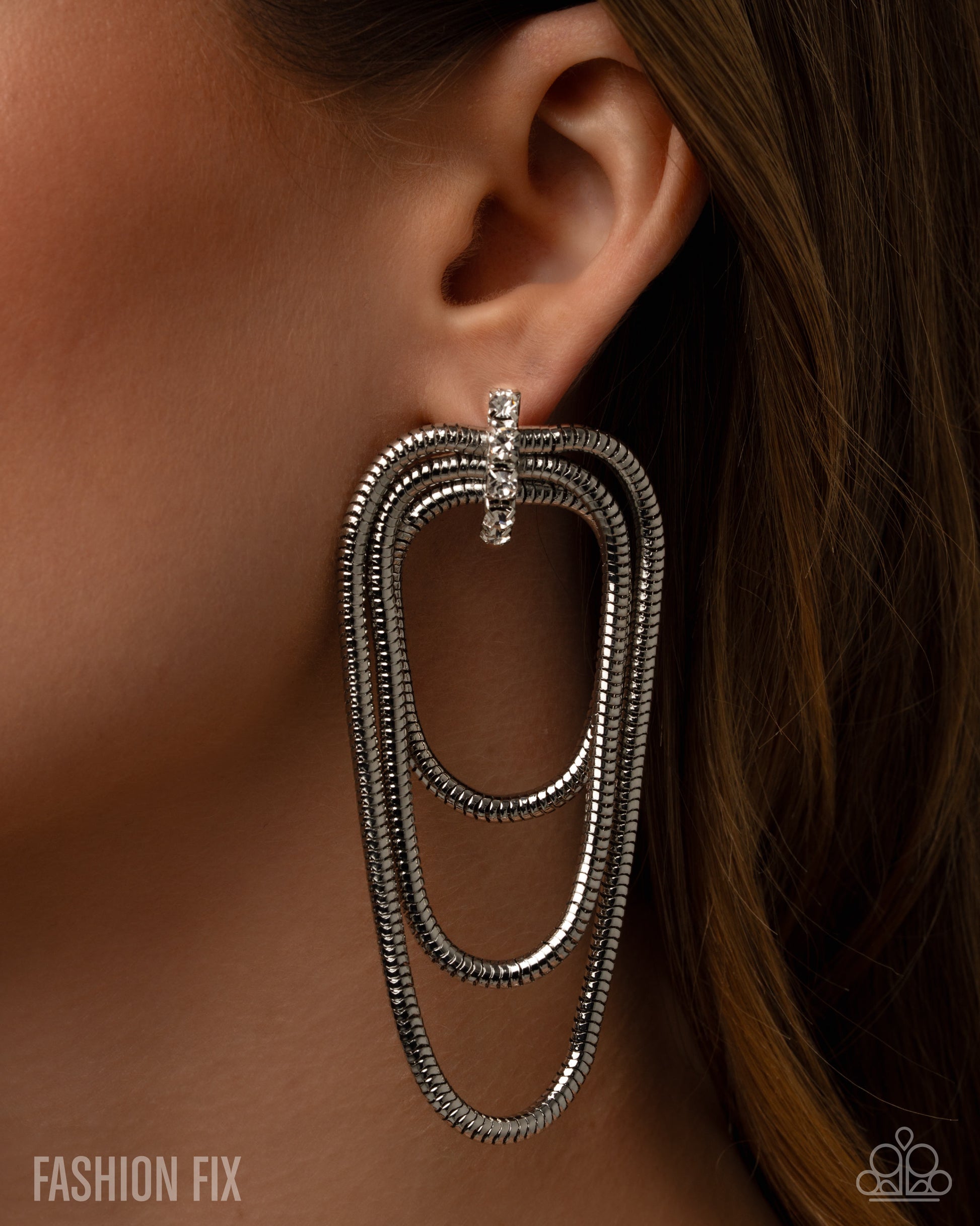 Industrial Charm - white - Paparazzi earrings