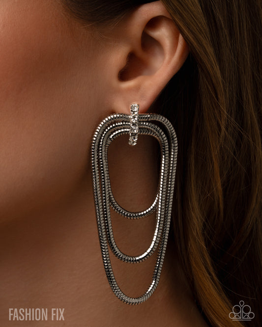 Industrial Charm - white - Paparazzi earrings