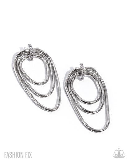 Industrial Charm - white - Paparazzi earrings
