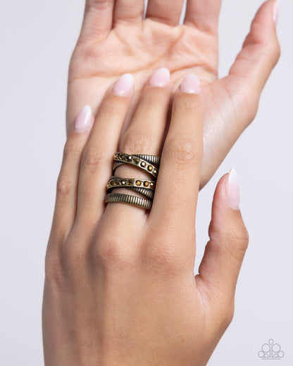 Industrial Intersection - brass - Paparazzi ring