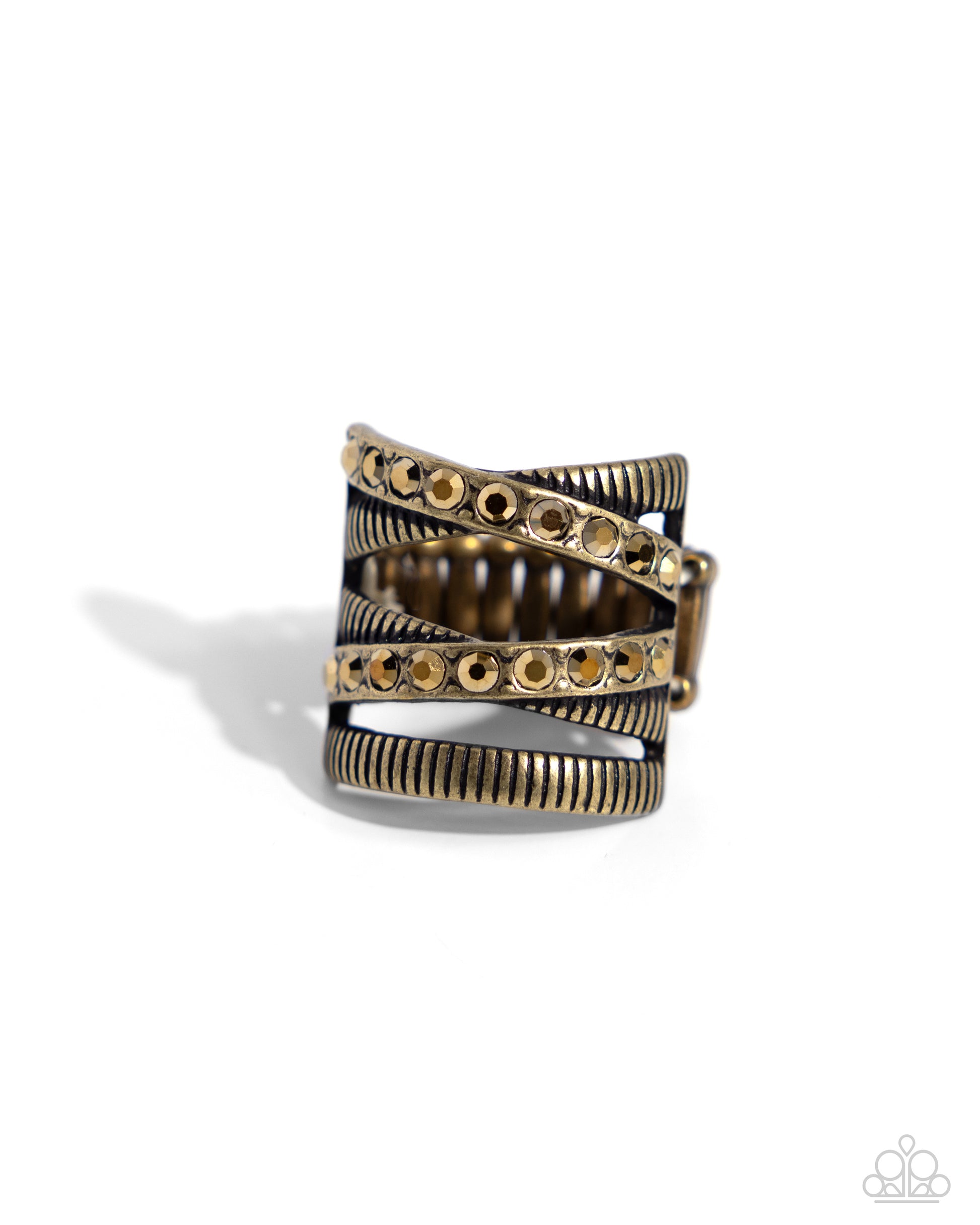 Industrial Intersection - brass - Paparazzi ring