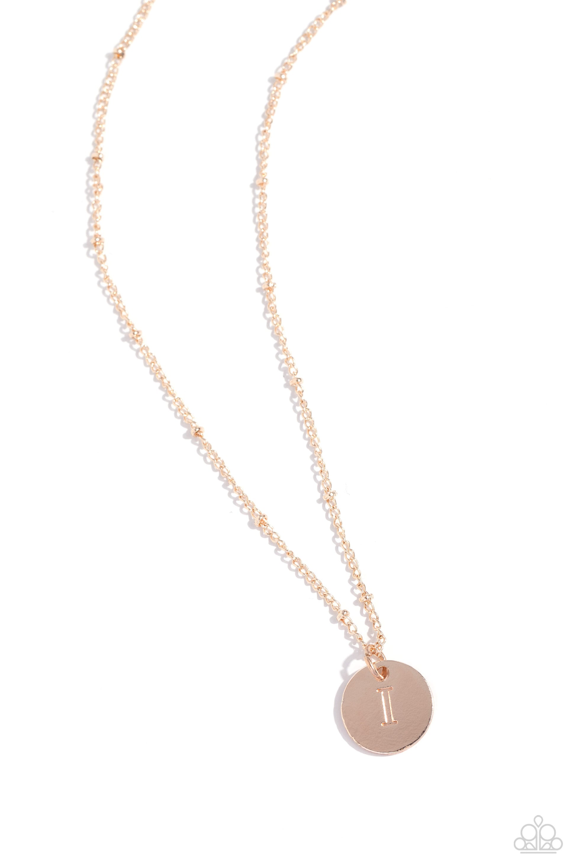 Initial Elegance - rose gold - I - Paparazzi necklace
