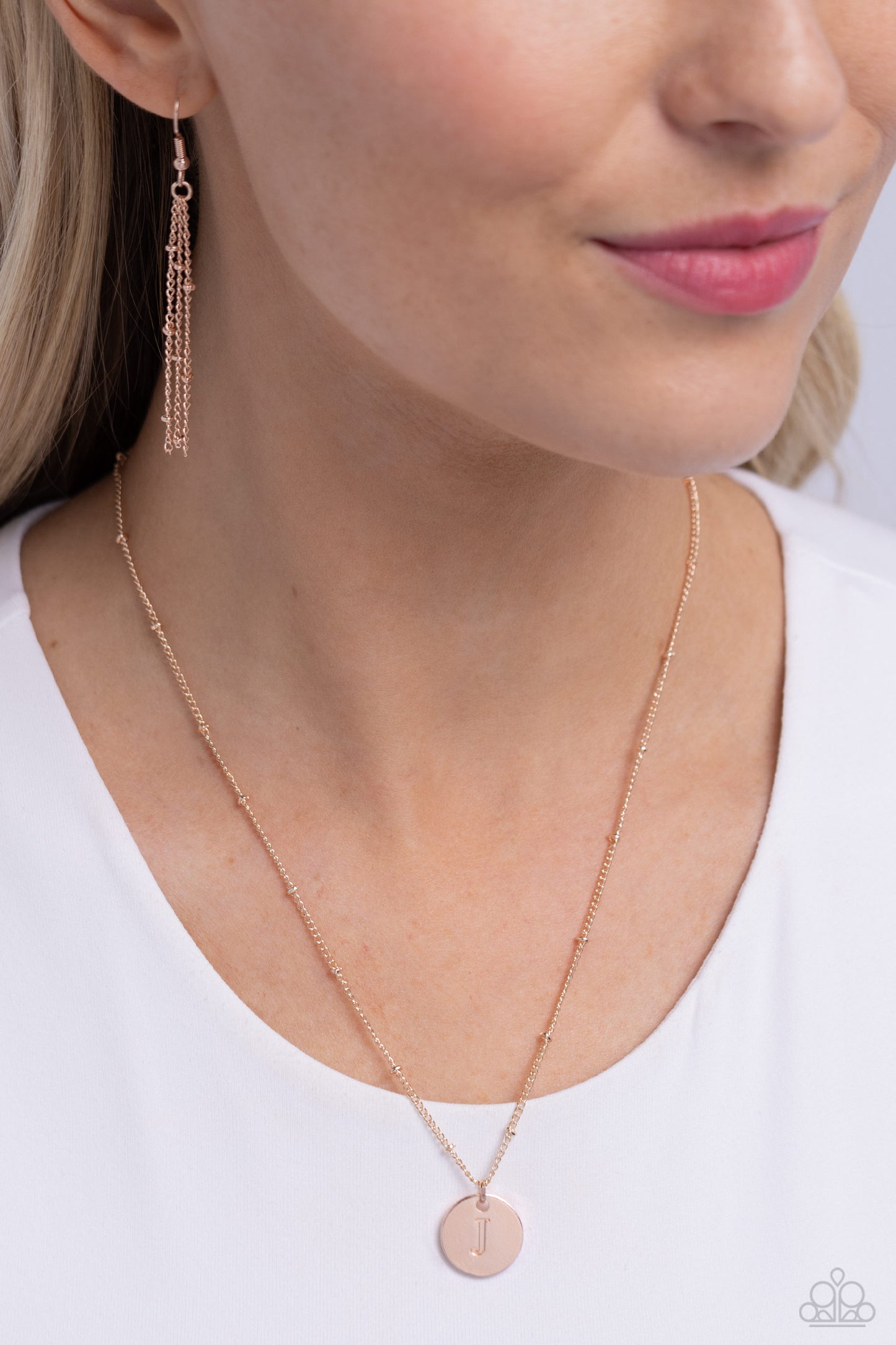 Initial Elegance - rose gold - J - Paparazzi necklace