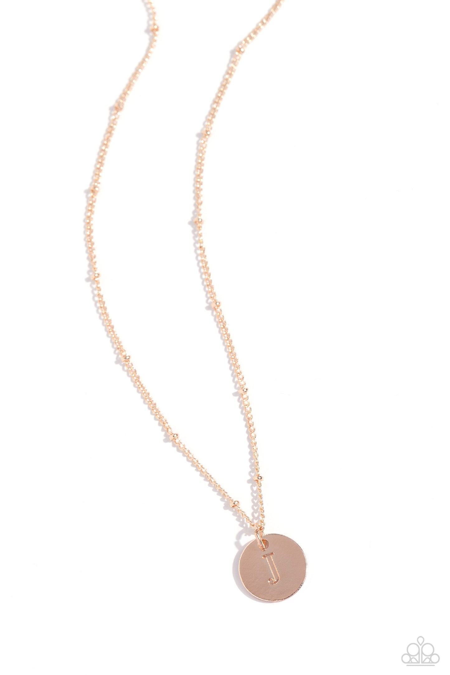 Initial Elegance - rose gold - J - Paparazzi necklace