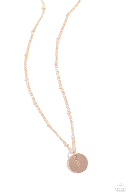 Initial Elegance - rose gold - J - Paparazzi necklace