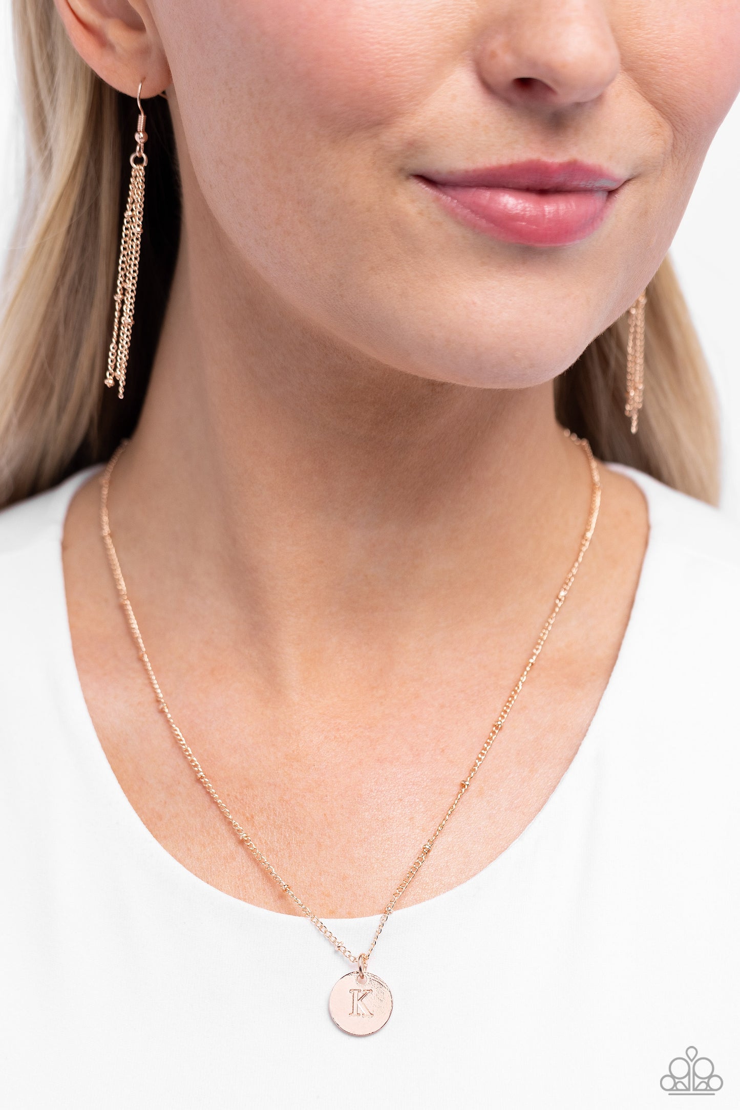 Initial Elegance - rose gold - K - Paparazzi necklace