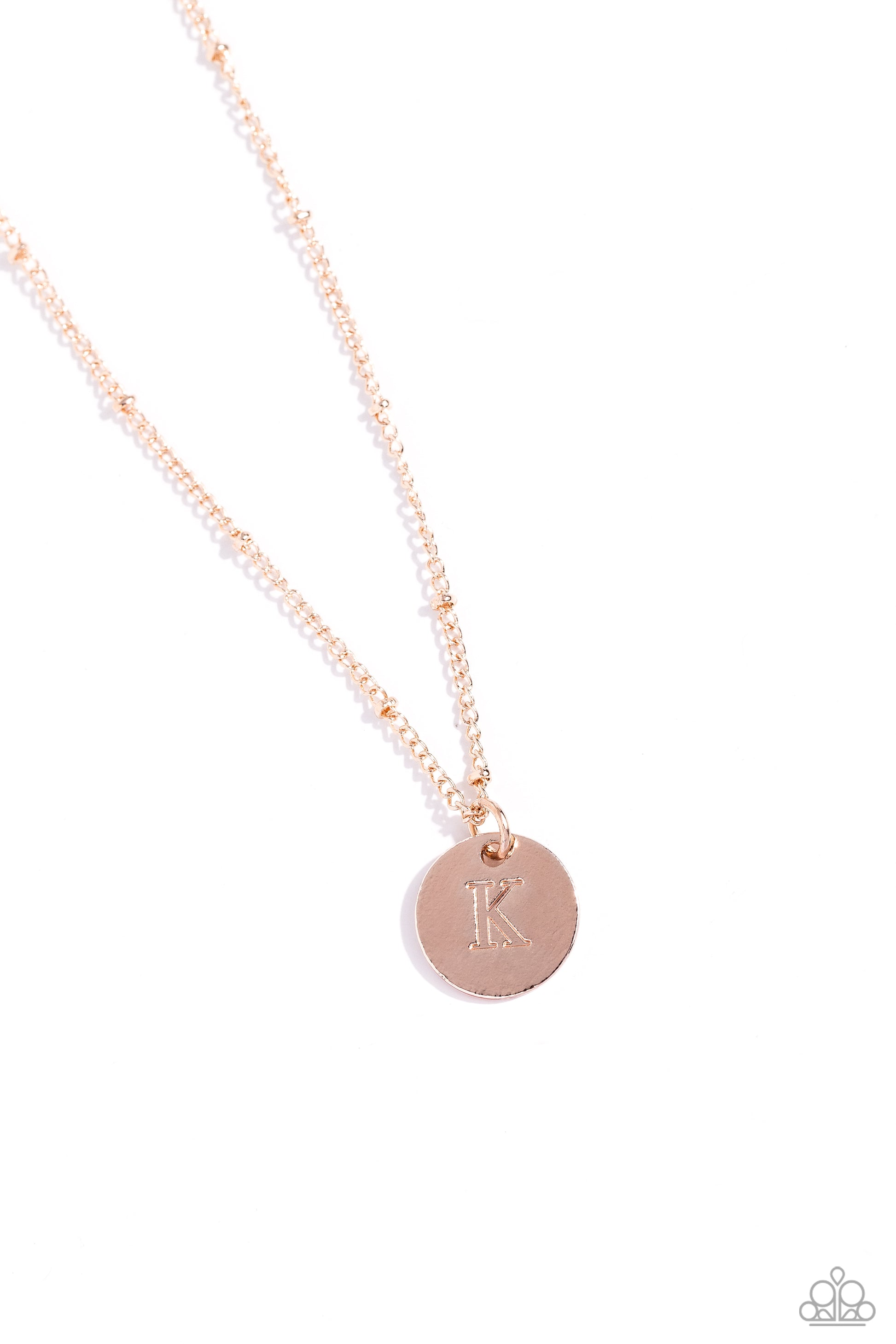 Initial Elegance - rose gold - K - Paparazzi necklace