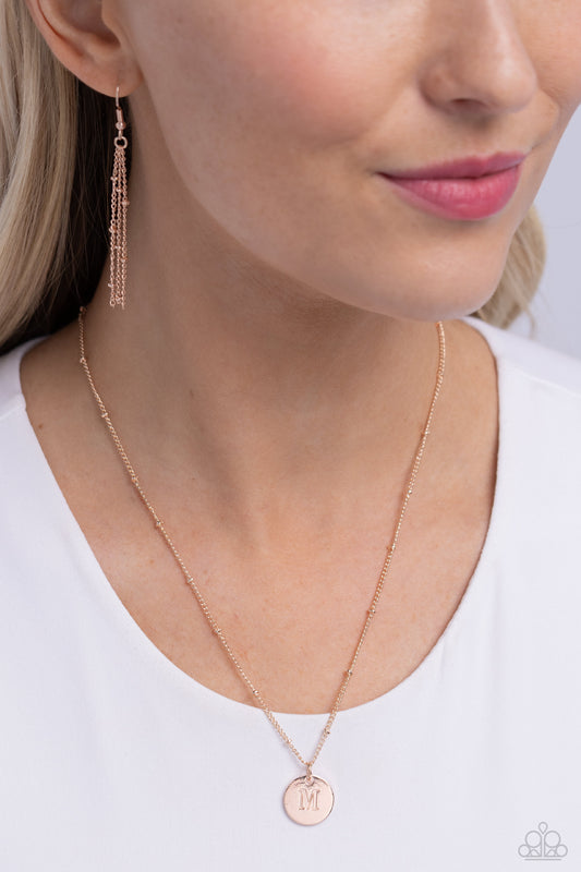 Initial Elegance - rose gold - M - Paparazzi necklace
