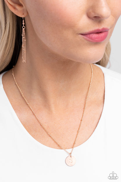 Initial Elegance - rose gold - S - Paparazzi necklace
