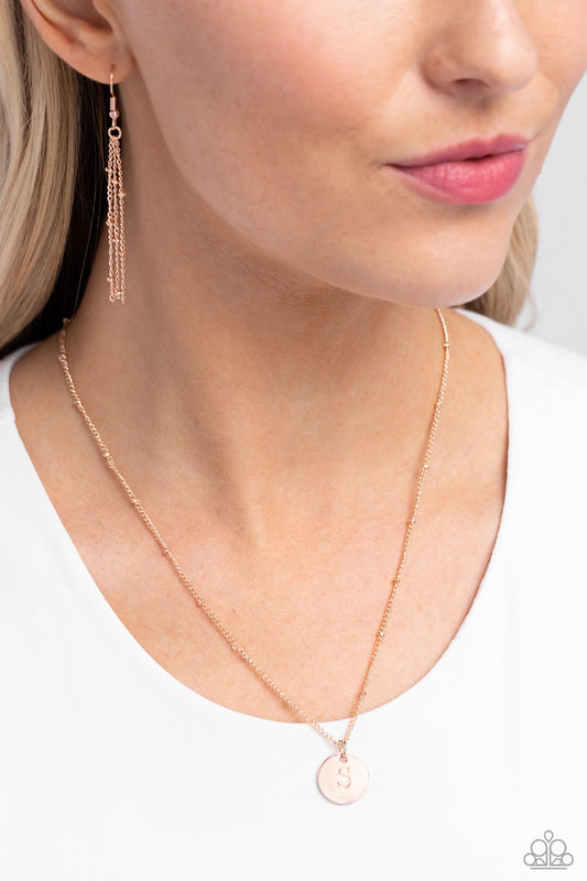 Initial Elegance - rose gold - S - Paparazzi necklace