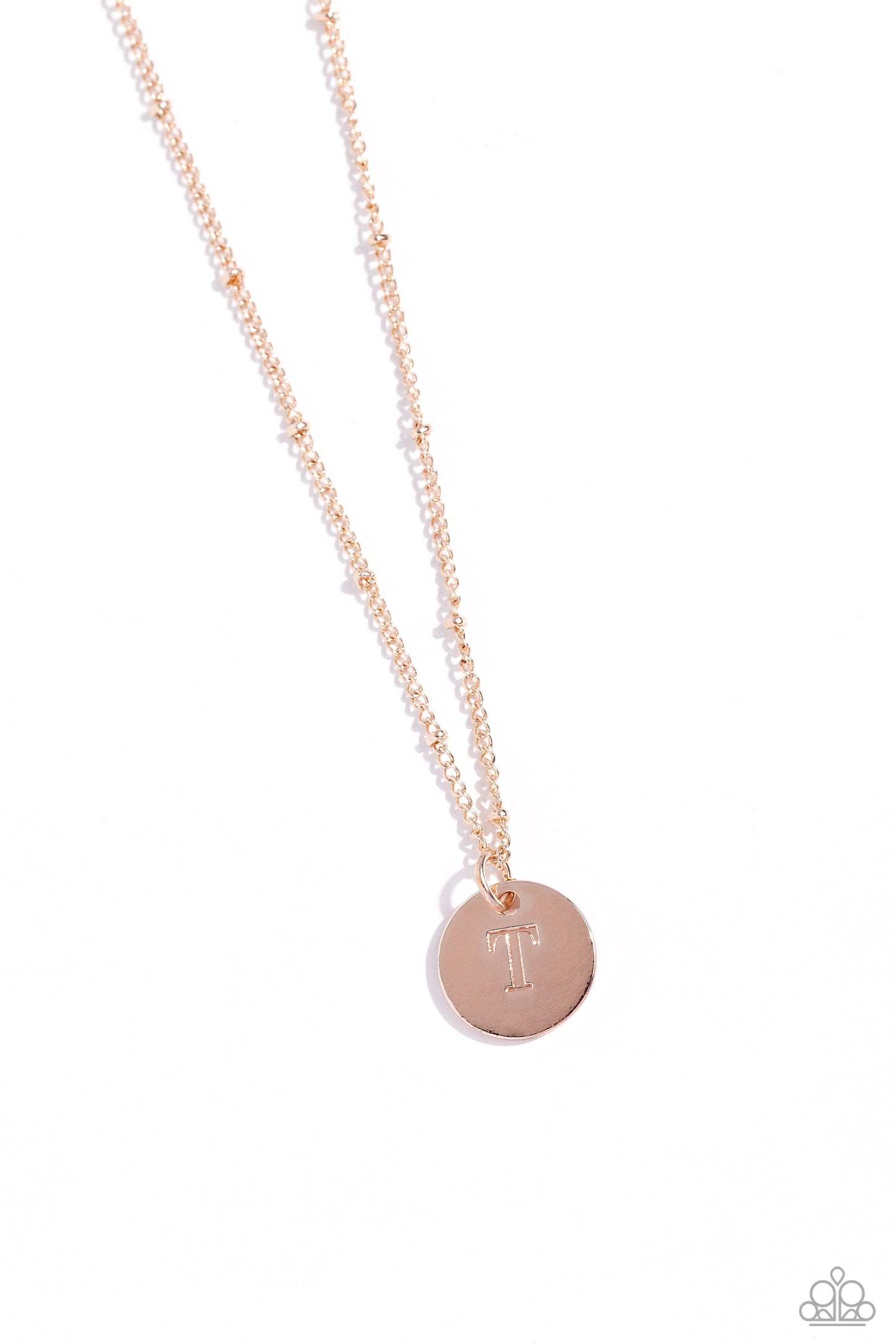 Initial Elegance - rose gold - T - Paparazzi necklace