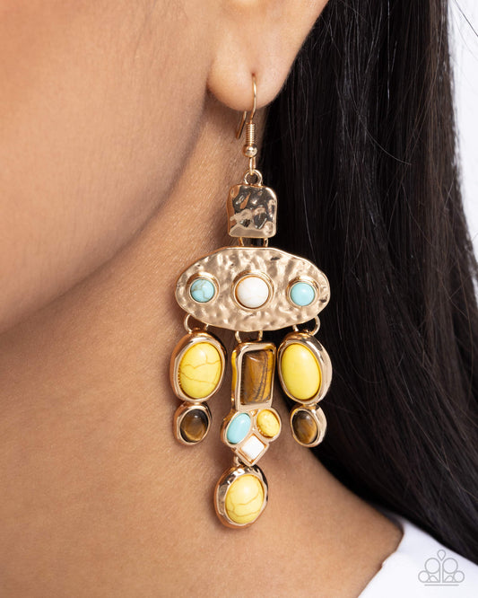 Inspired Interval - yellow - Paparazzi earrings