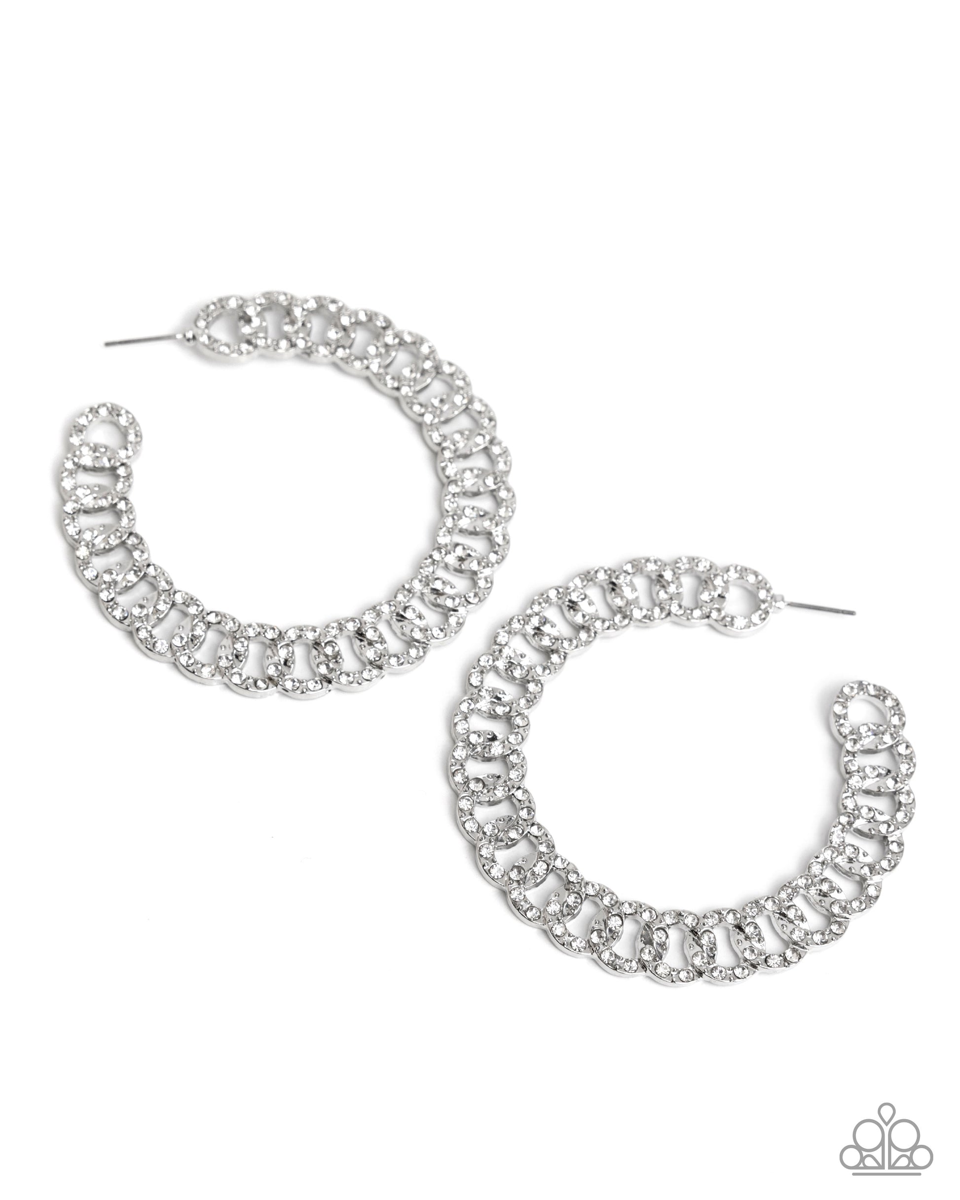 Interlocked Icing - white - Paparazzi earrings