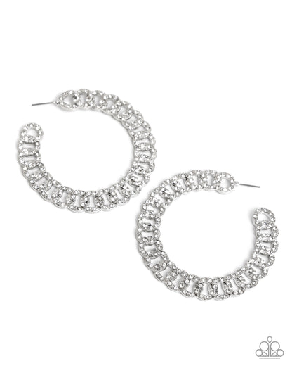 Interlocked Icing - white - Paparazzi earrings