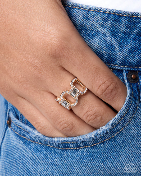 Interlocked Ideology - gold - Paparazzi ring