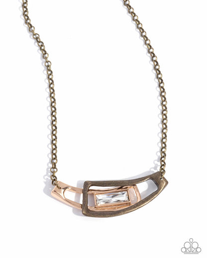 Interlocked Improv - brass - Paparazzi necklace