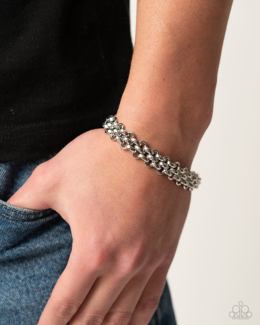 Interlocked Independence - silver - Paparazzi MENS bracelet