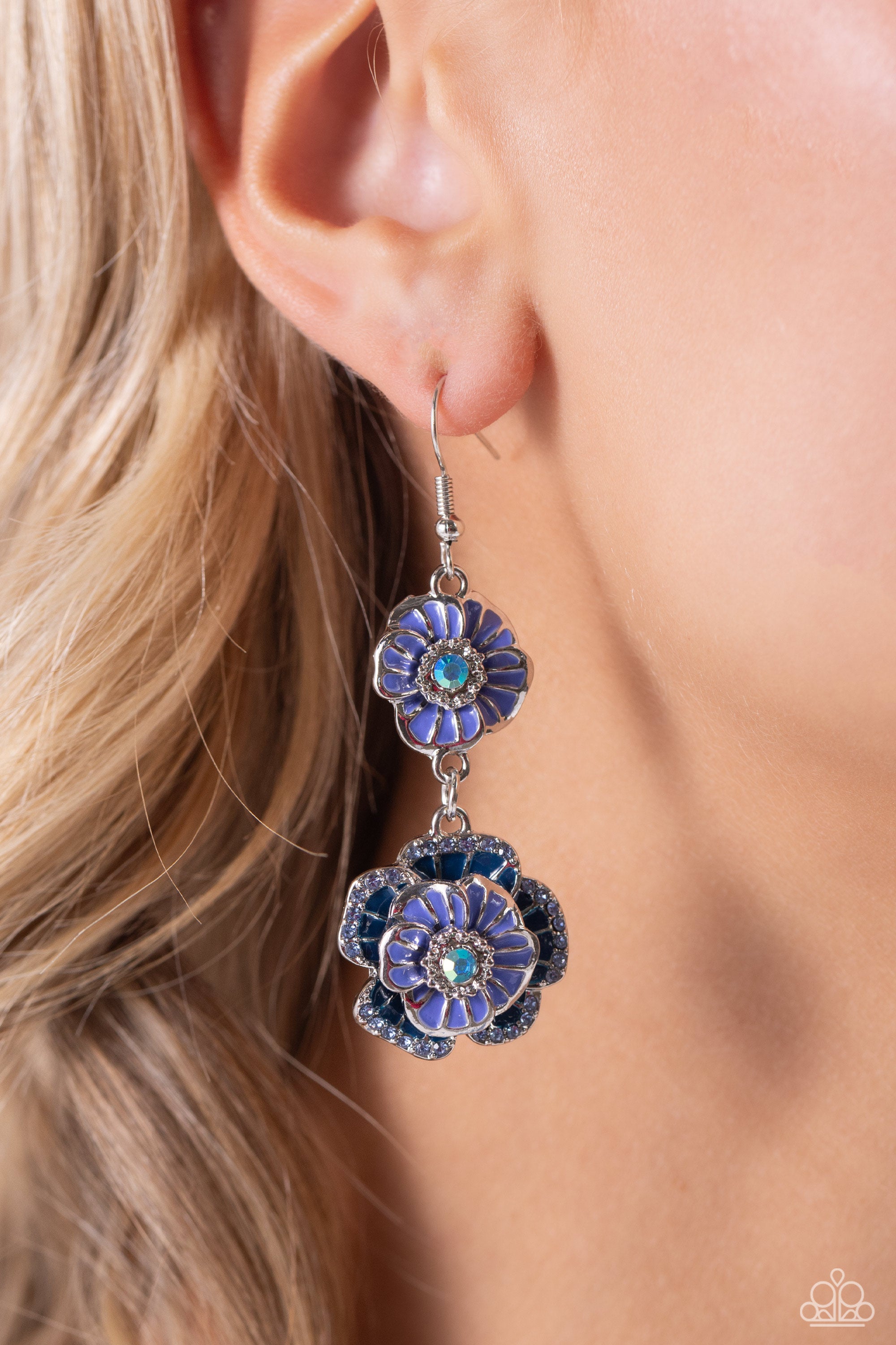 Blue rhinestone deals earrings paparazzi