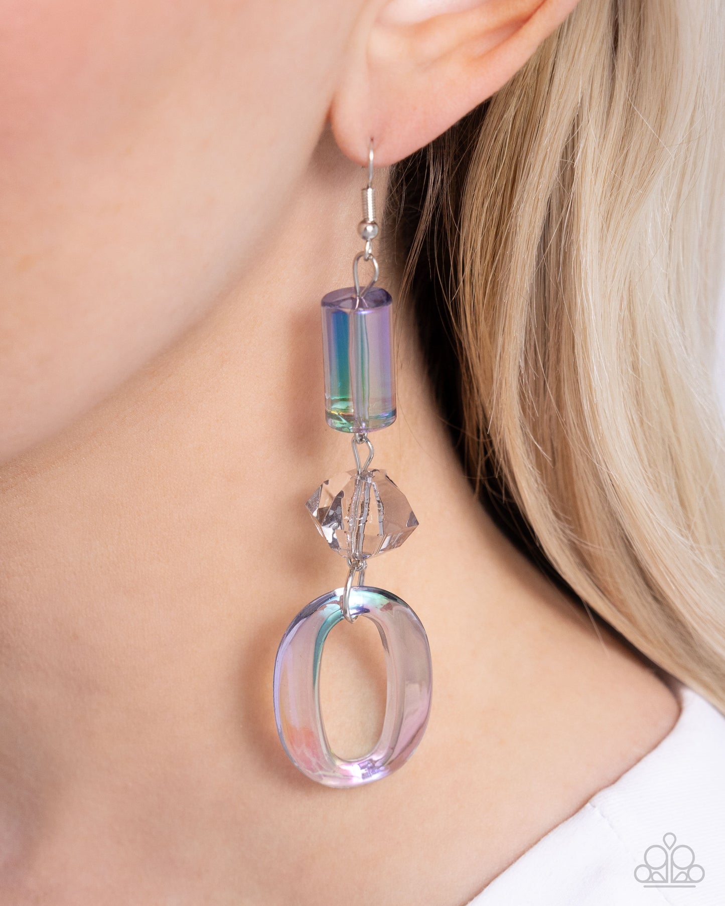 Iridescent Infatuation - silver - Paparazzi earrings