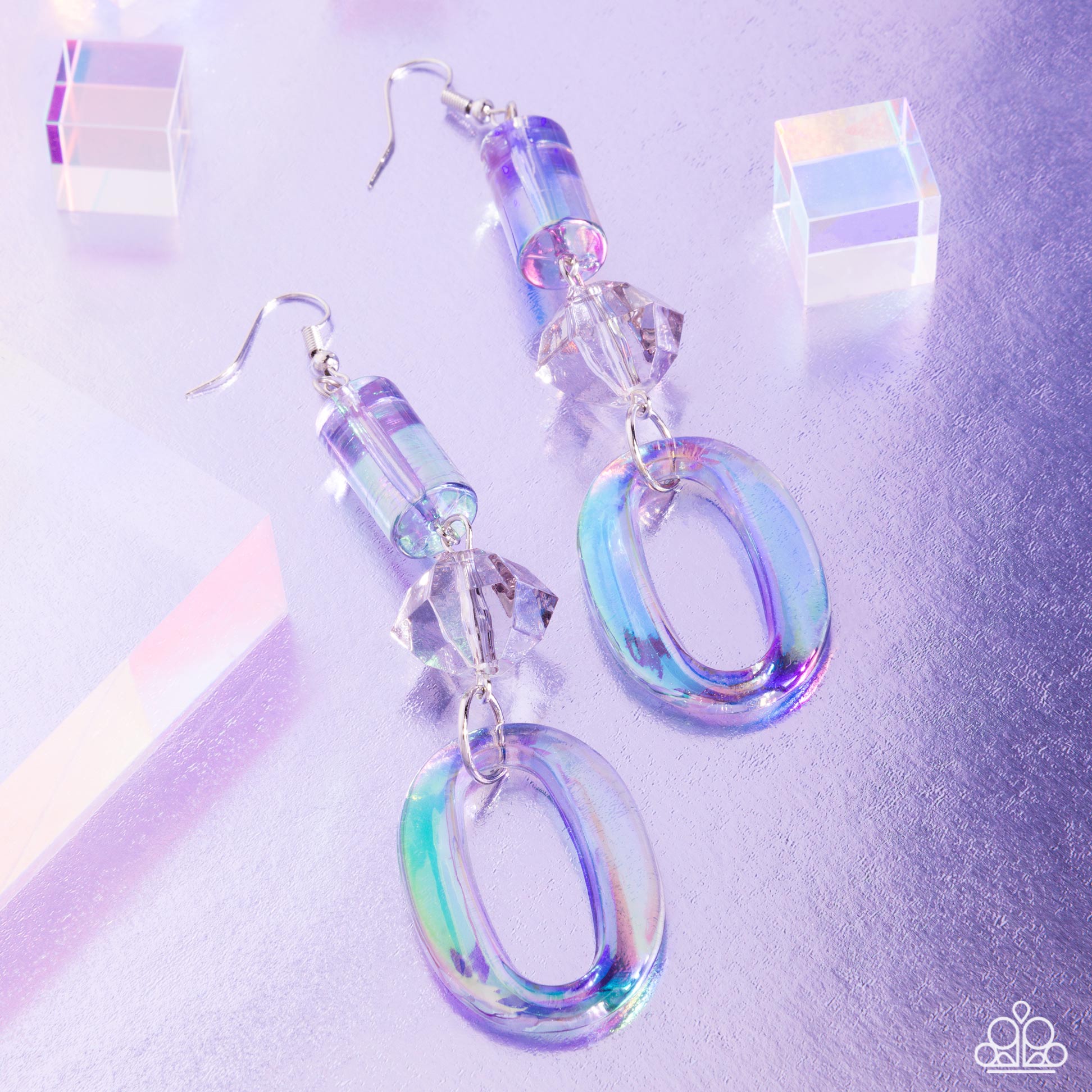 Iridescent Infatuation - silver - Paparazzi earrings
