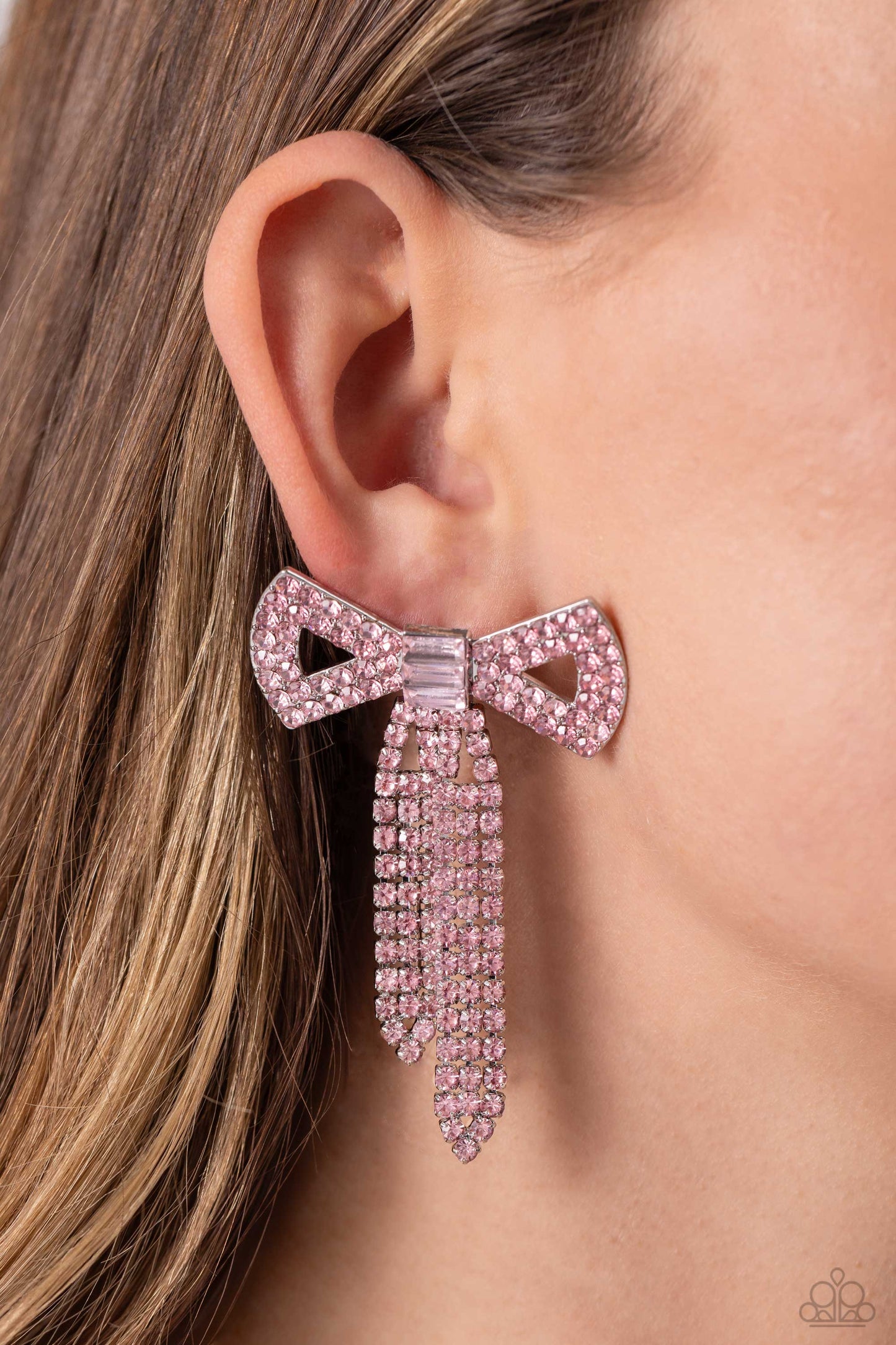 Just BOW With It - pink - Paparazzi earrings