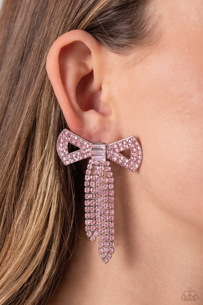 Just BOW With It - pink - Paparazzi earrings