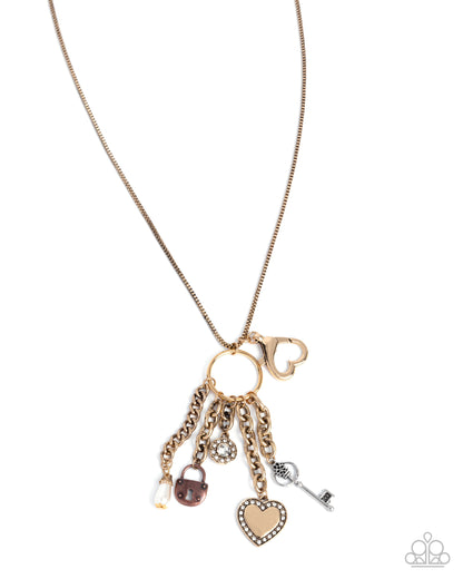 Key Exchange - gold - Paparazzi LANYARD necklace