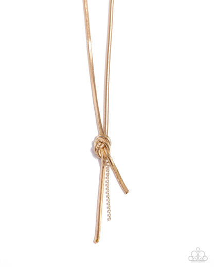 Knotted Keeper - gold - Paparazzi necklace