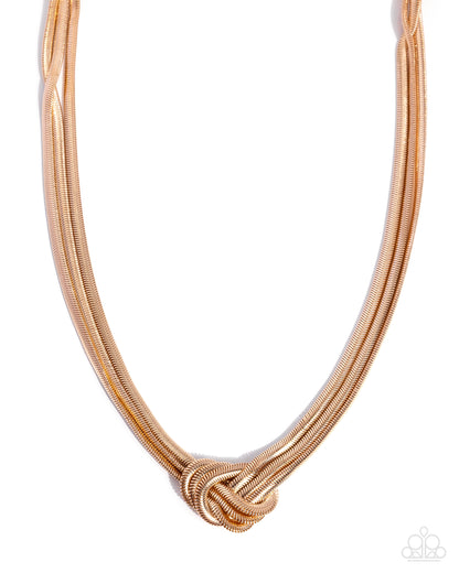 Knotted Kudos - gold - Paparazzi necklace