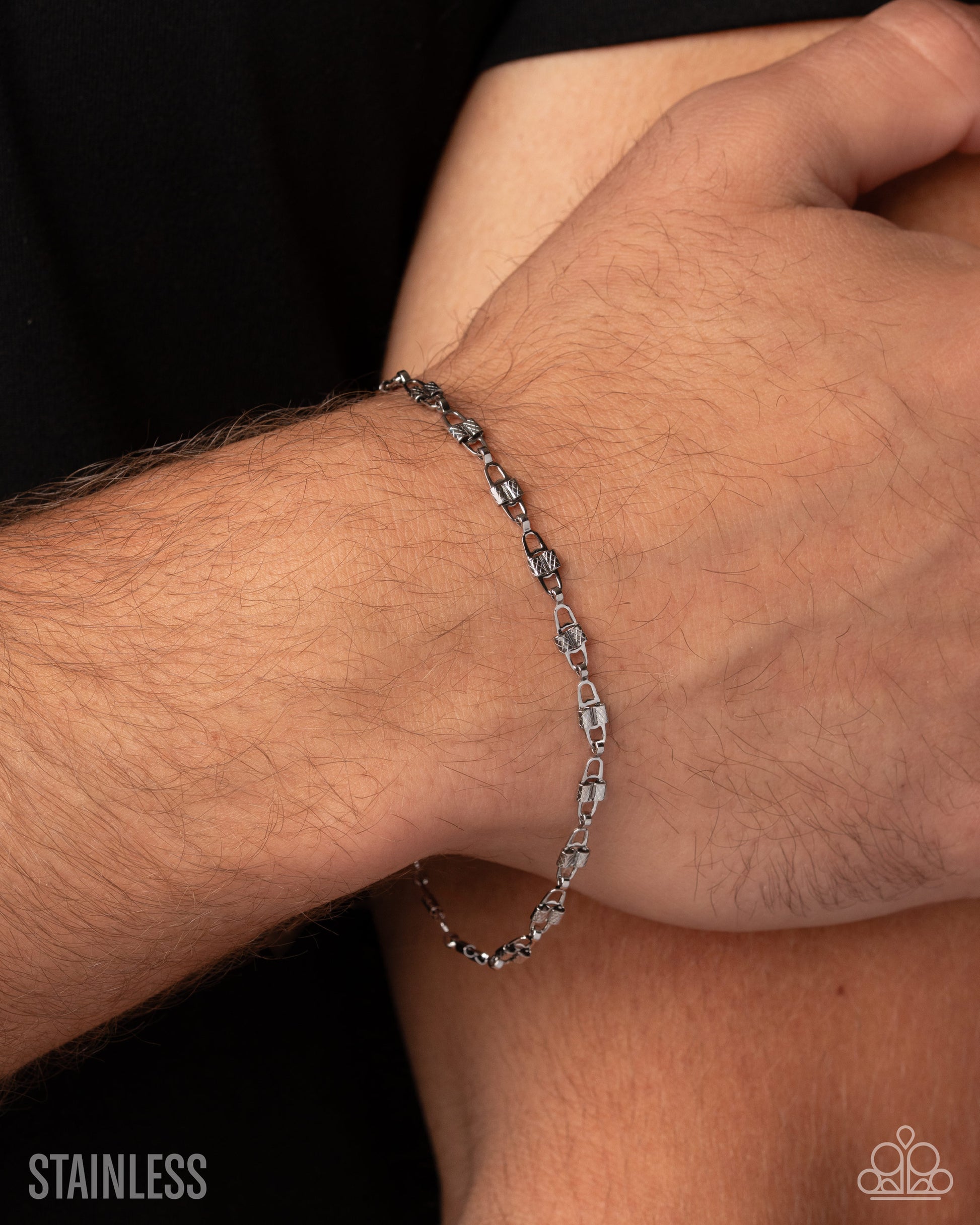 LOCK Band - silver - Paparazzi MENS bracelet