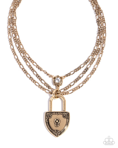 LOCK Show - gold - Paparazzi necklace