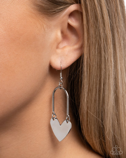 Lady Locket - silver - Paparazzi earrings