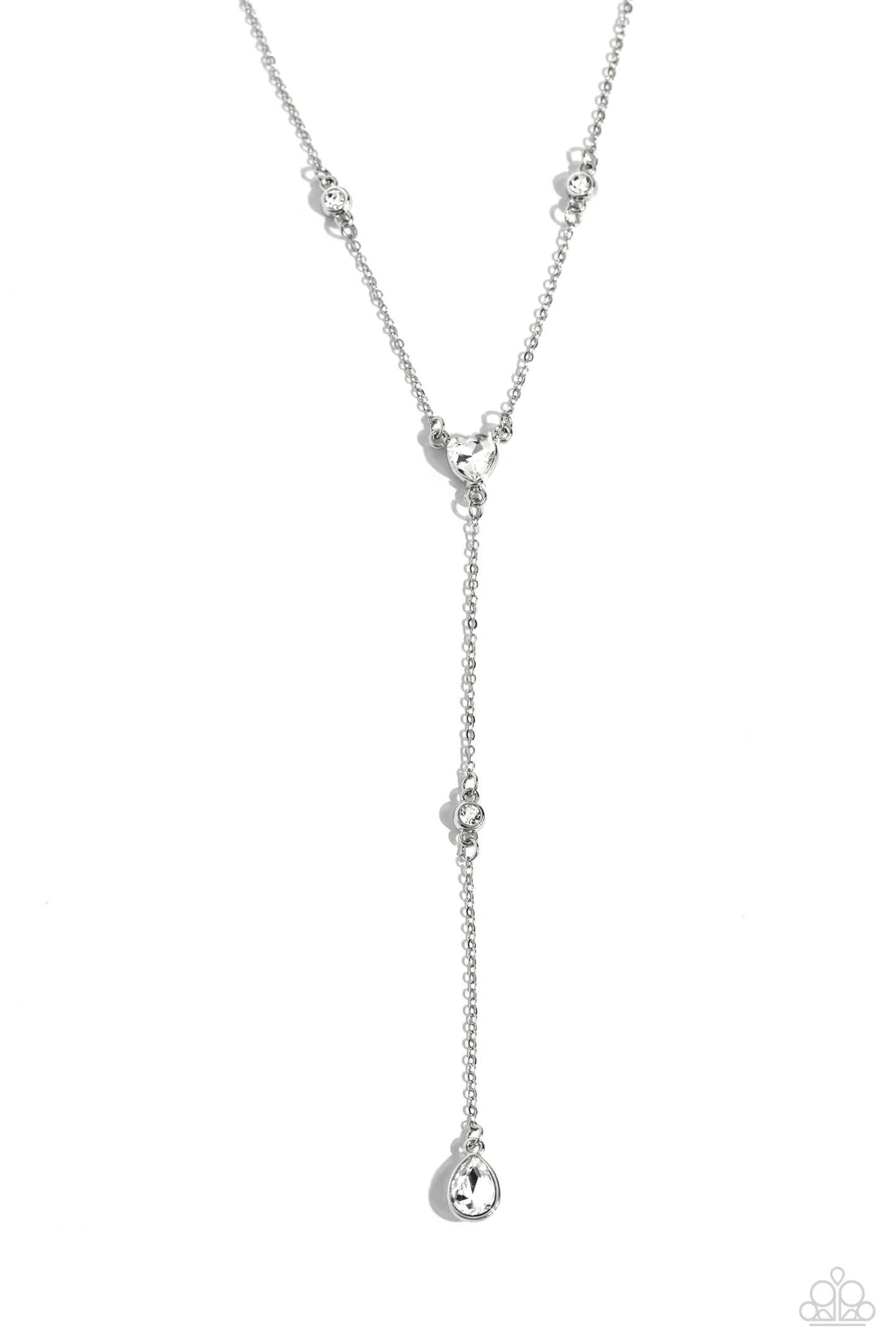 Lavish Lariat - white - Paparazzi necklace