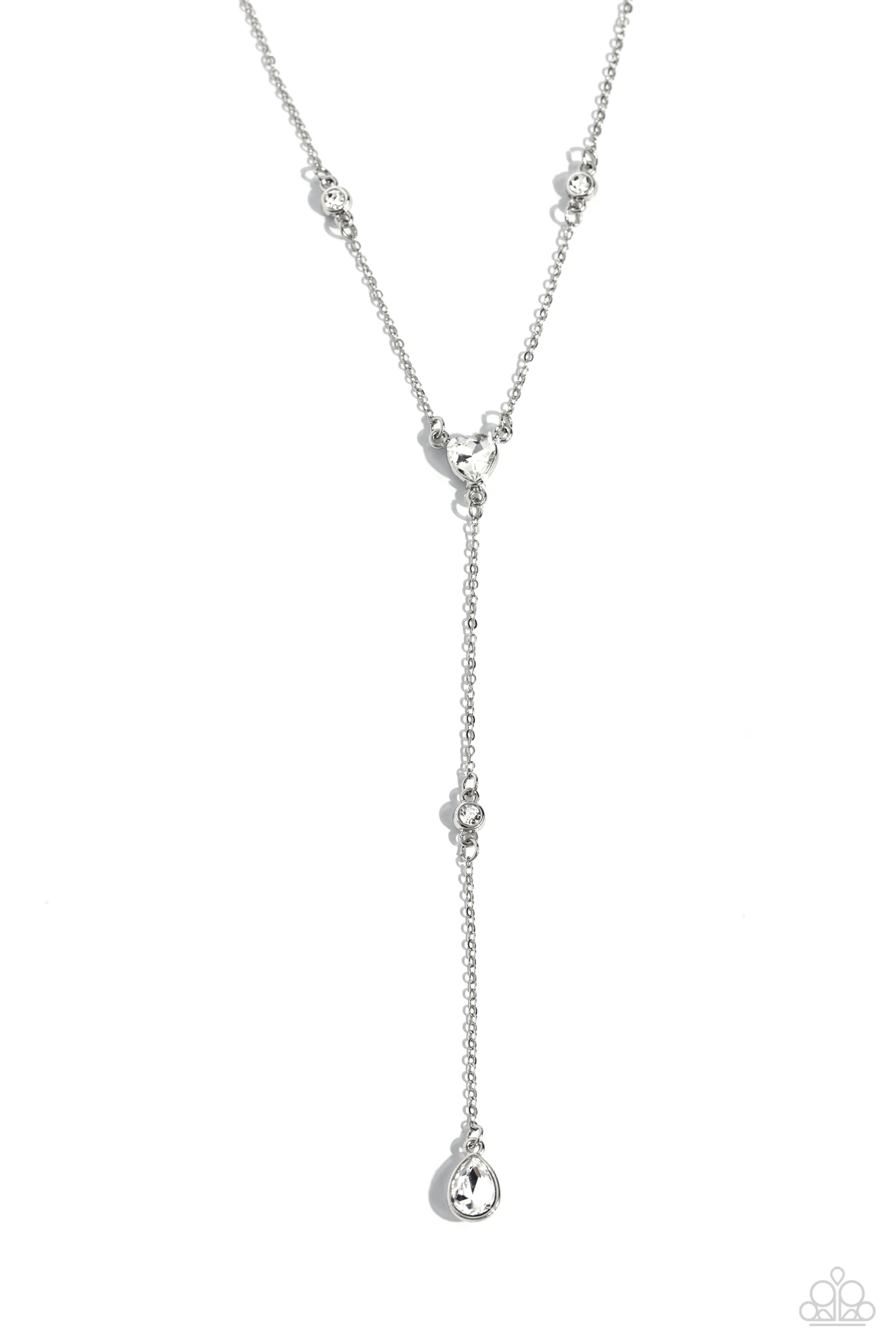 Lavish Lariat - white - Paparazzi necklace
