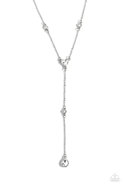 Lavish Lariat - white - Paparazzi necklace