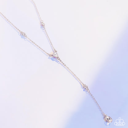 Lavish Lariat - white - Paparazzi necklace