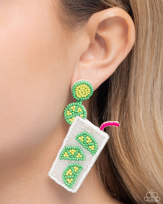 Lavish Limes - green - Paparazzi earrings