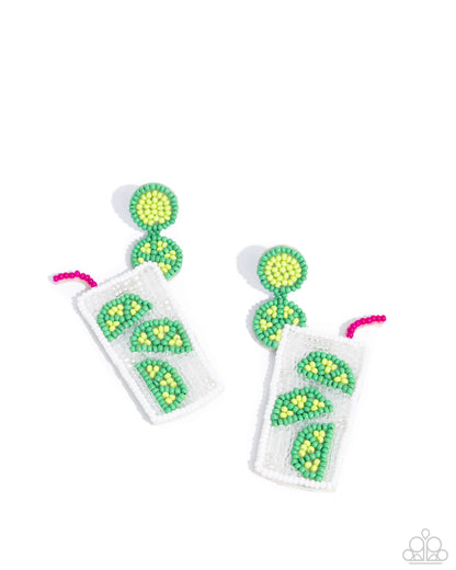 Lavish Limes - green - Paparazzi earrings