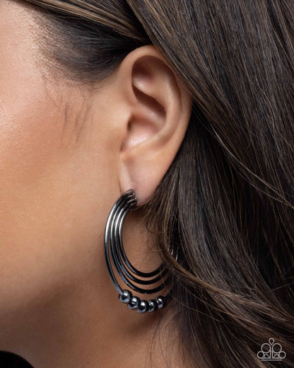 Layered Longevity - black - Paparazzi earrings