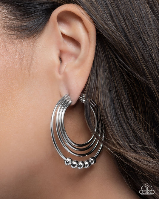 Layered Longevity - silver - Paparazzi earrings