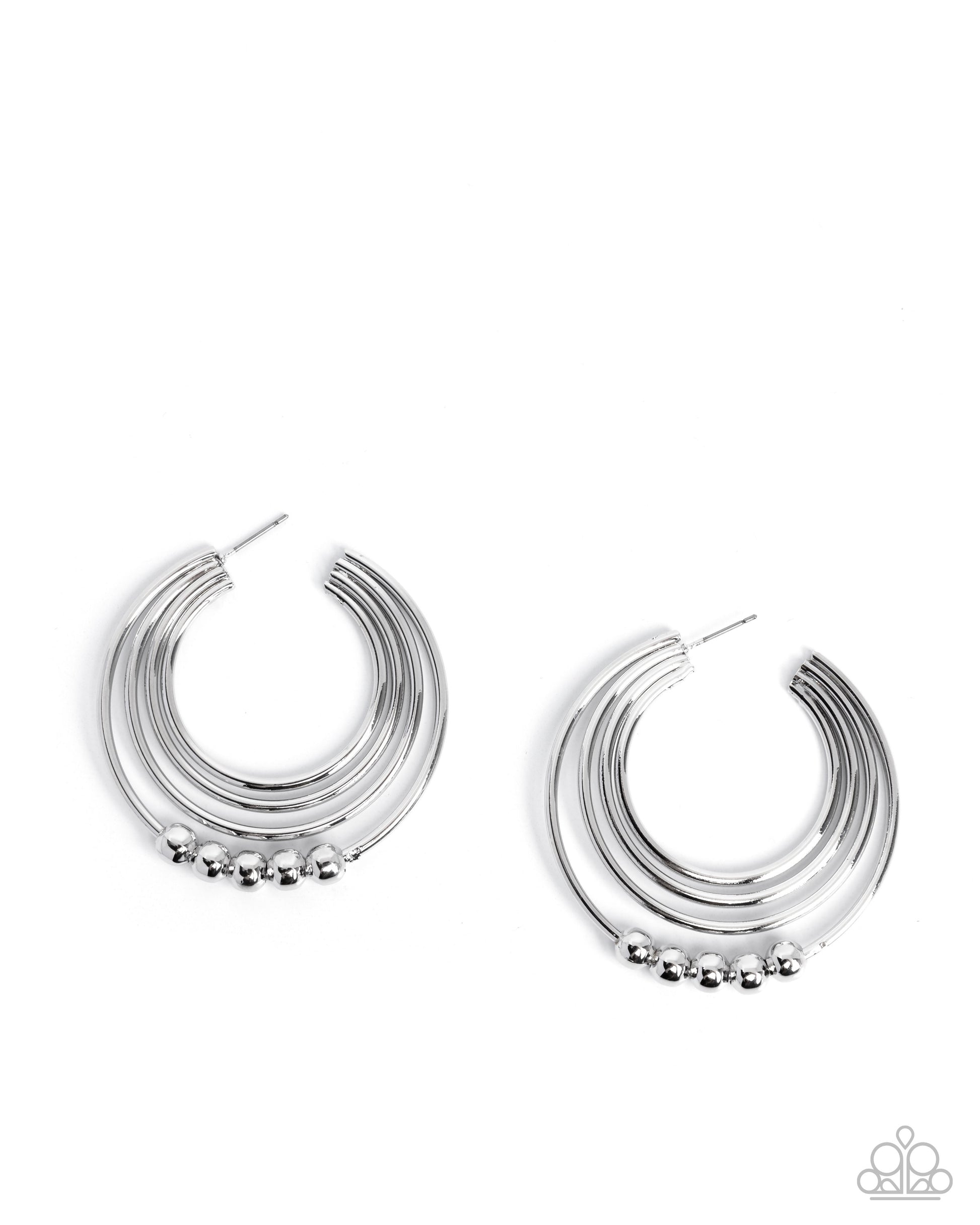 Layered Longevity - silver - Paparazzi earrings