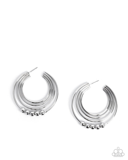 Layered Longevity - silver - Paparazzi earrings