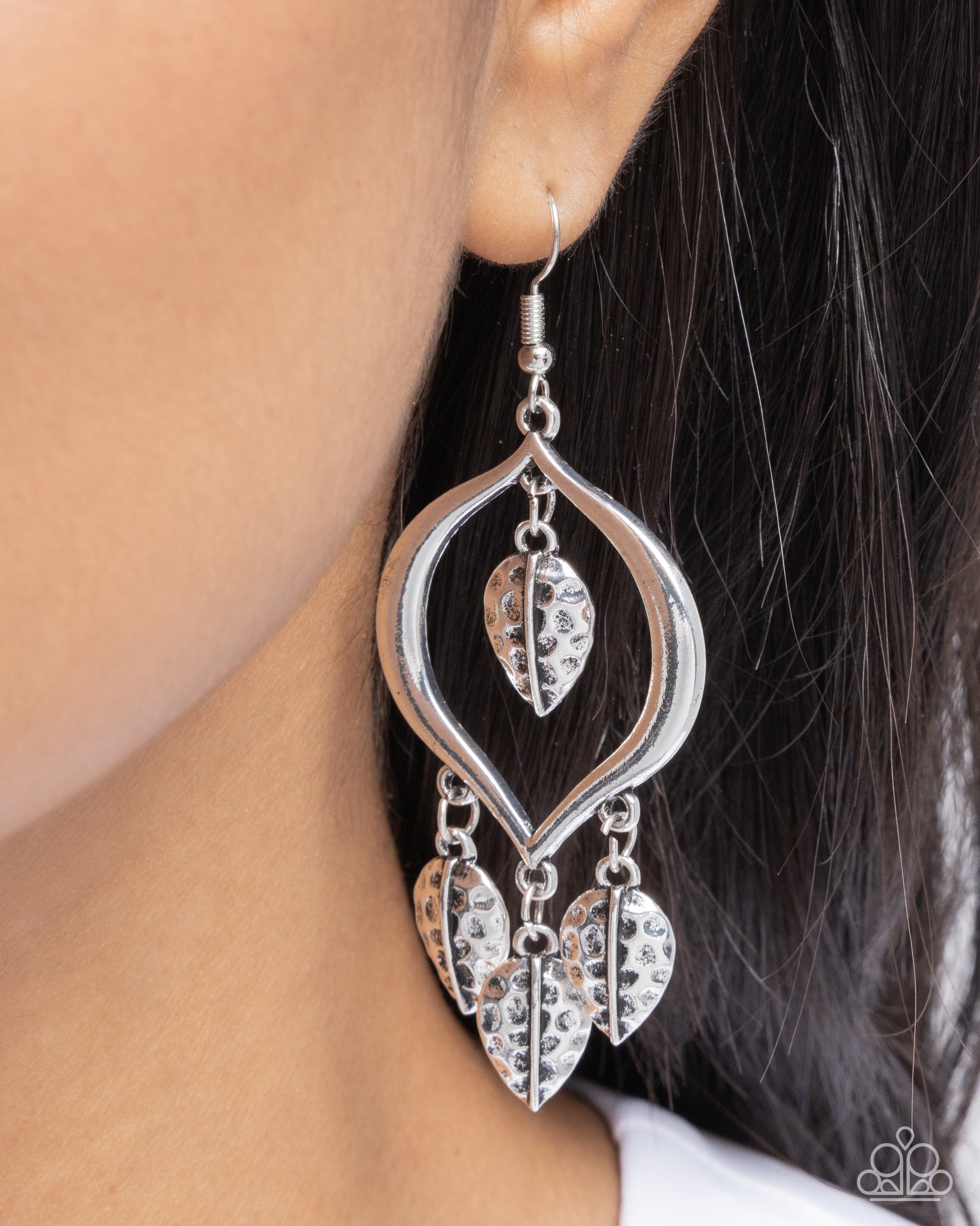 Leafy Landmark - silver - Paparazzi earrings