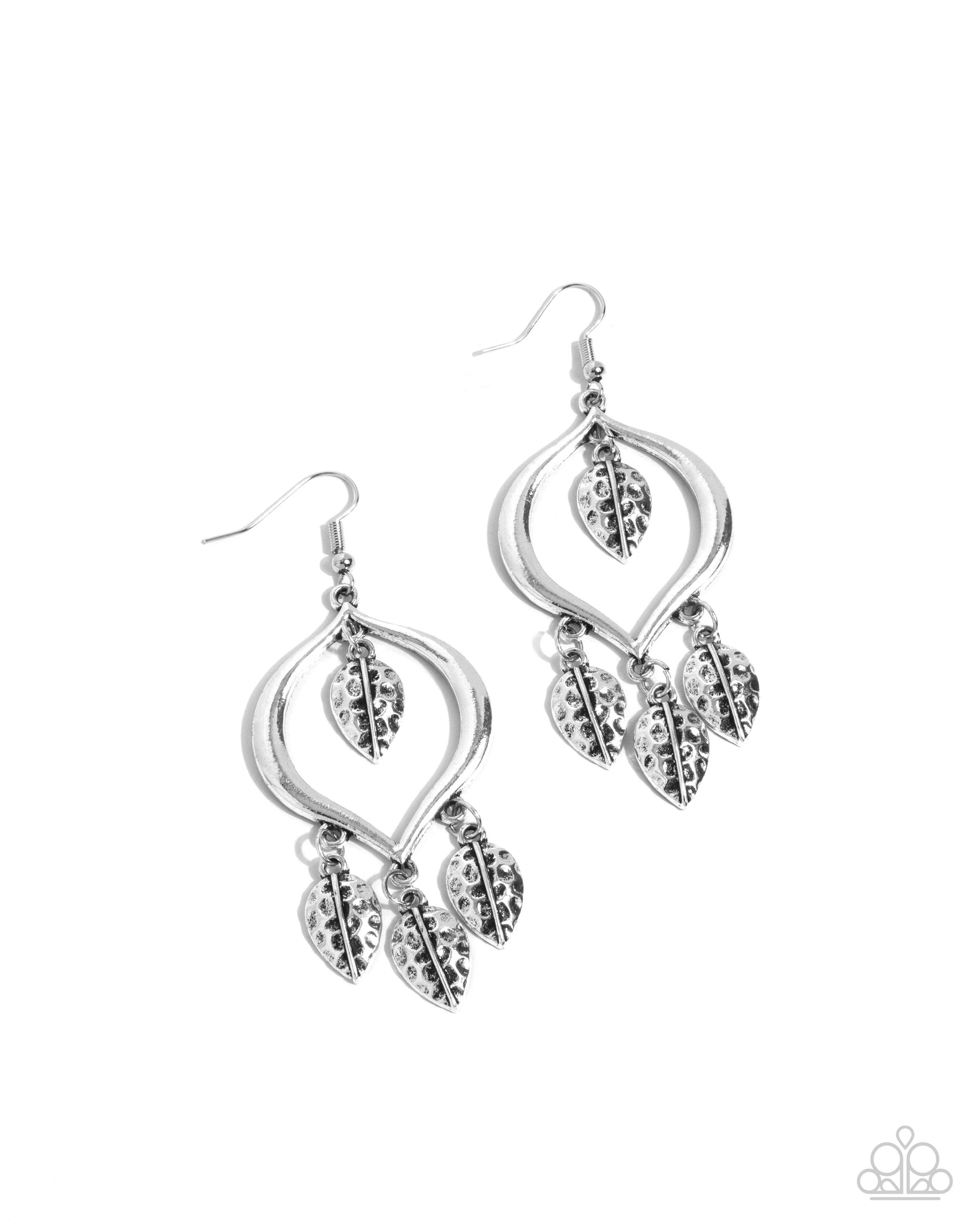 Leafy Landmark - silver - Paparazzi earrings