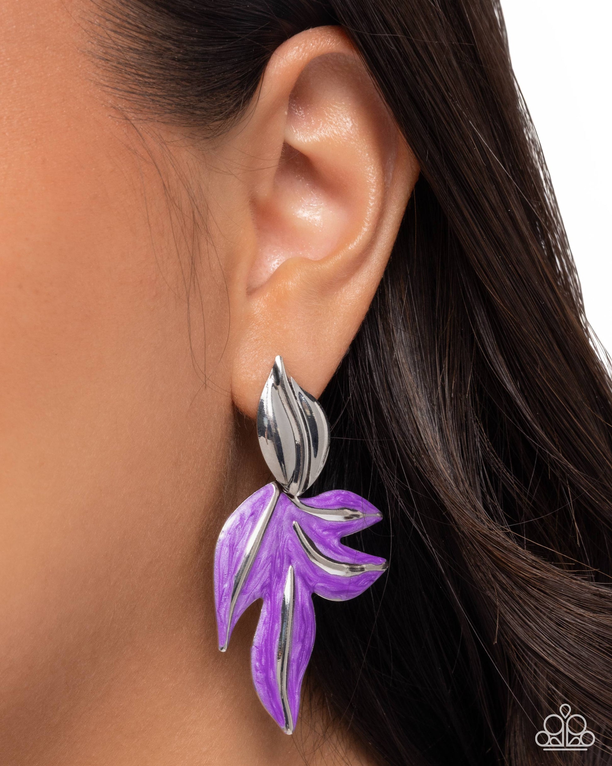 Leafy Lineup - purple - Paparazzi earrings